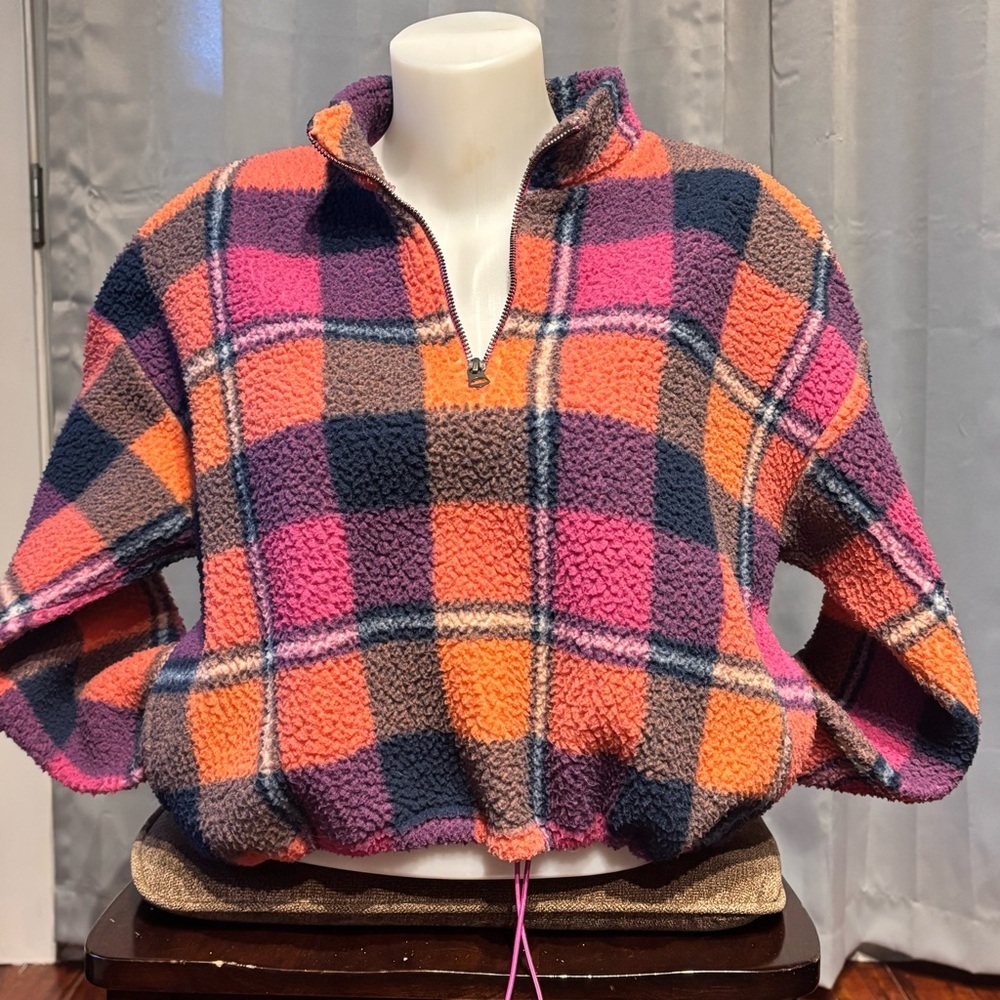 Plaid Fleece Quarter-Zip Pullover